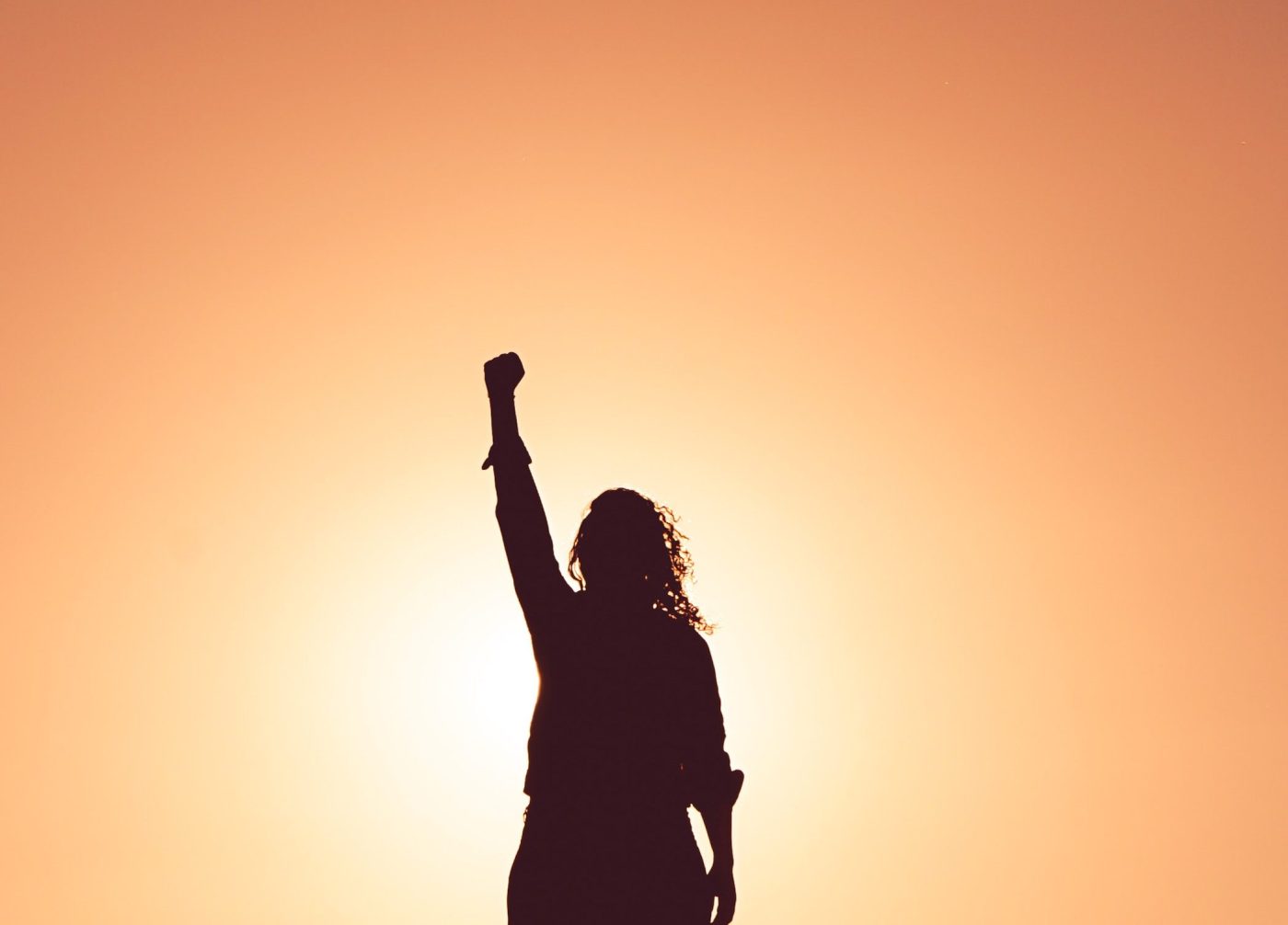 silhouette of determined employee standing triumphantly with arm raised and the sun at their back having learned self determination from situational leadership instruction Photo by Miguel Bruna on Unsplash